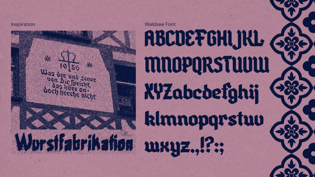 Typografie Waldsee Font. Schriftart und Herleitung